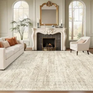 Soalmost Washable Area Rug 8x10, Large Soft Rugs for Living Room Vintage Beige Carpet 8x10 Area Rugs for Bedroom Dining Room Non