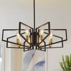 Modern 8-Light Geometric Chandelier Adjustable Height