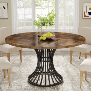 Tribesigns Round Farmhouse Dining Table for 4-6 people