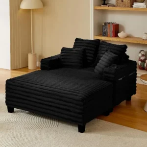 64 Indoor Oversized Chaise Lounge Chair, Sleeper Sofa with Storage