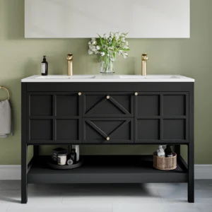 48" Double Sink Bathroom Vanity, Freestanding Farmhouse Vanity