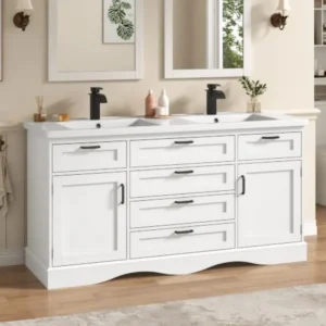 Bathroom vanity cabinet with double sink for modern bathrooms